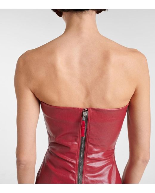 Rick Owens Red Coated Denim Corset Top