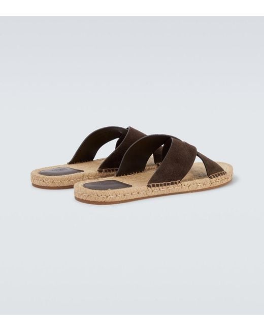 Zegna Brown Suede Espadrille Sandals for men