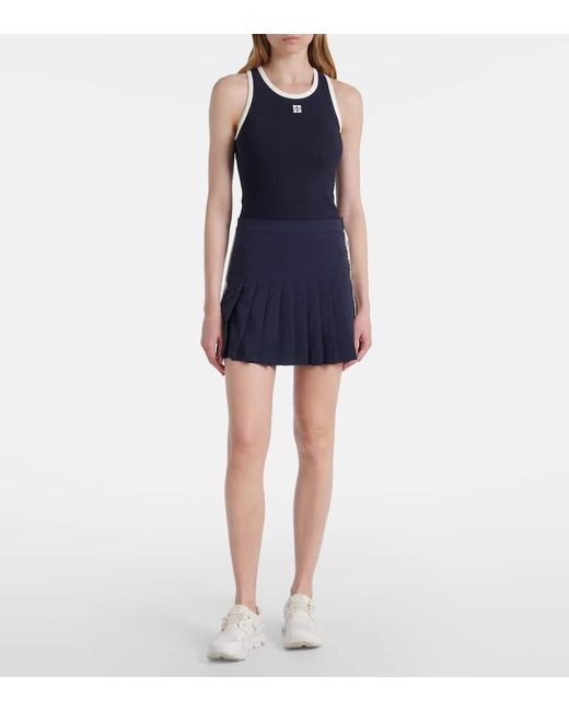 Tory Burch Blue Pleated Twill Tennis Skirt