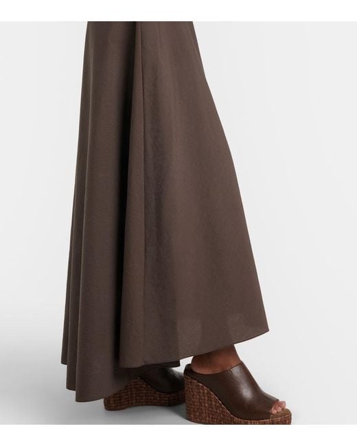 Brunello Cucinelli Brown Belted Cotton-Blend Maxi Dress