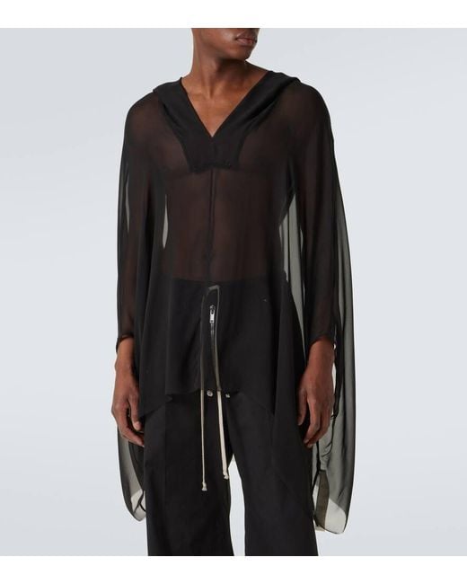 Rick Owens Hoodie Aus Seide in Gray für Herren