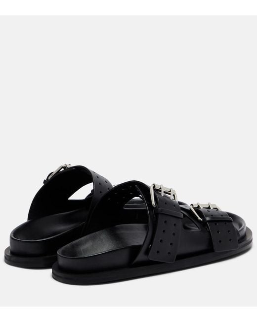 A.Emery Black Leon Leather Slides