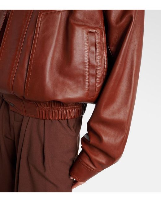 Saint Laurent Brown Leather Bomber Jacket
