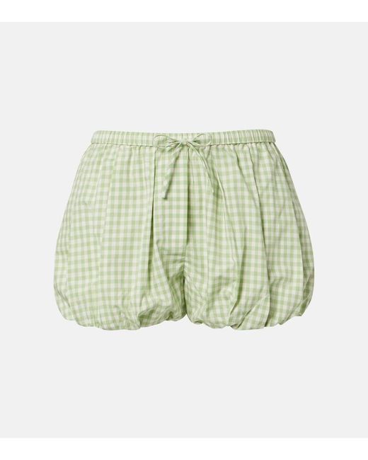 Jonathan Simkhai Green Gingham Cotton-Blend Shorts