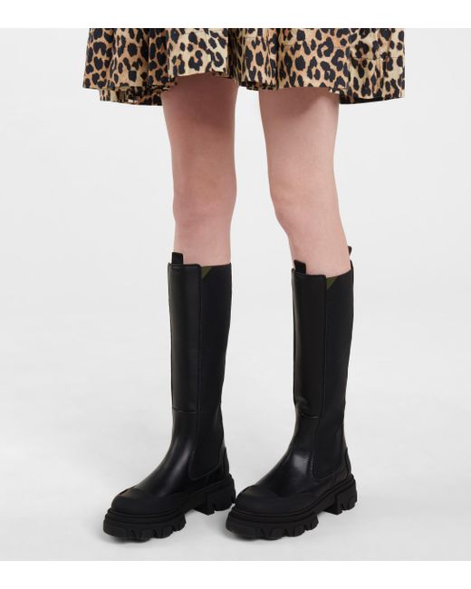 Ganni Exclusive To Mytheresa Leather Knee high Boots in Black Lyst