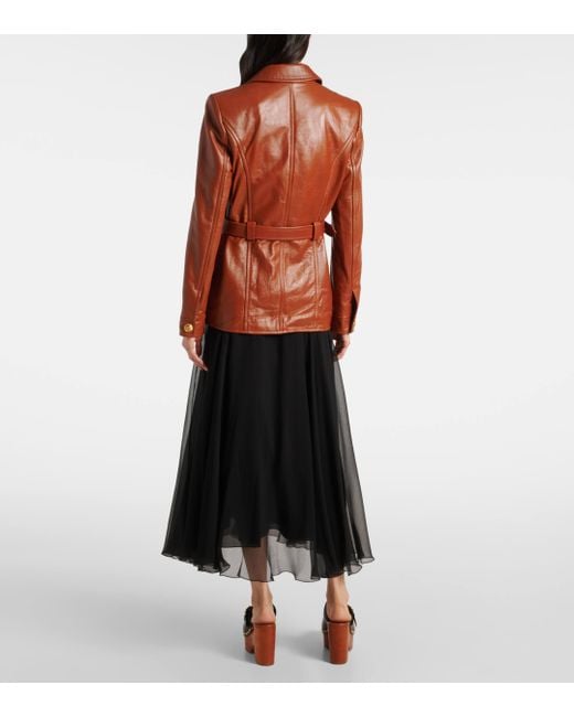 Chloé Brown Belted Leather Jacket