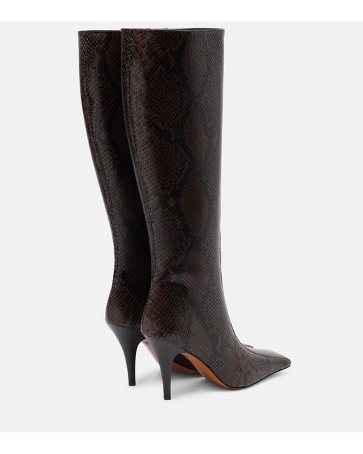 Stella McCartney Black Eve Snake-Effect Knee-High Boots