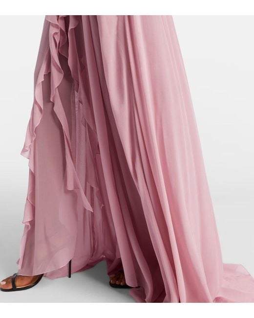 Blumarine Pink Ruffled Georgette Gown