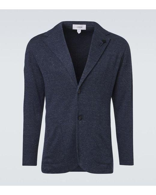 Lardini Blue Linen And Silk Blazer for men