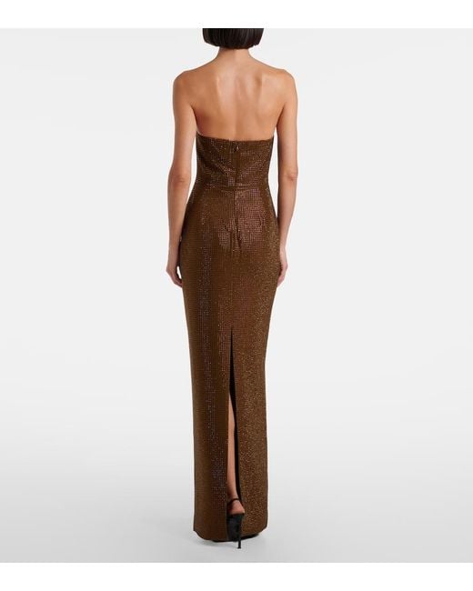 Roland Mouret Brown Embellished Strapless Gown