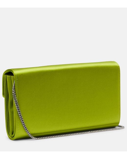 Roger Vivier Green Efflorescence Satin Clutch