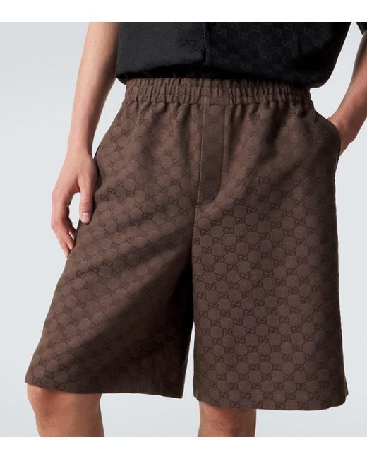 Gucci Brown Gg Canvas Bermuda Shorts for men