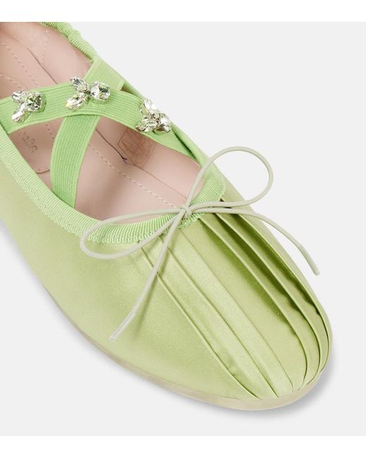 Ballerines Grip En Satin A Ornements Simone Rocha en coloris Green