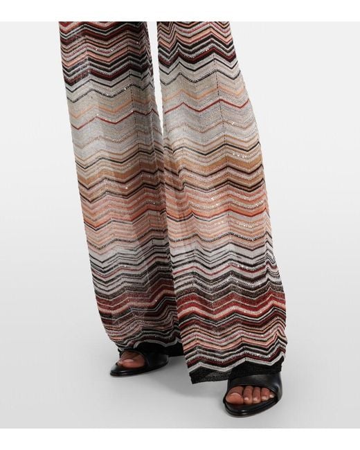 Missoni Multicolor Zigzag Lame Wide-Leg Pants