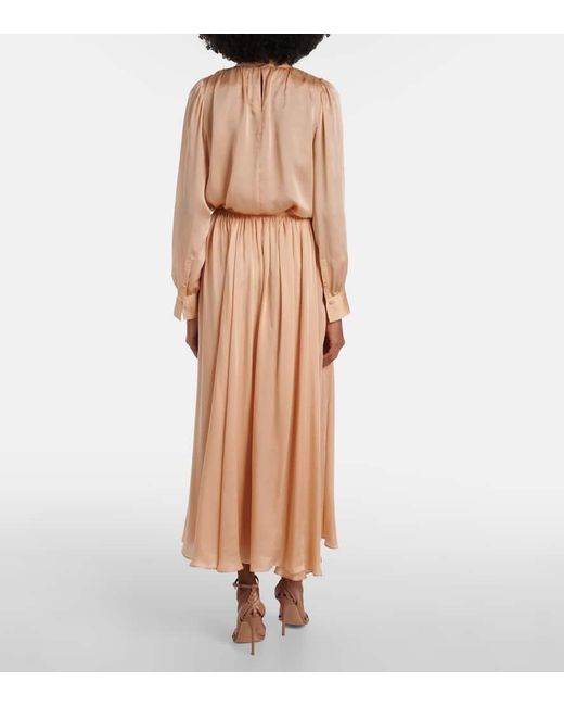 Falda Midi Zena De Chifon De Seda Con Volantes Ulla Johnson de color Natural