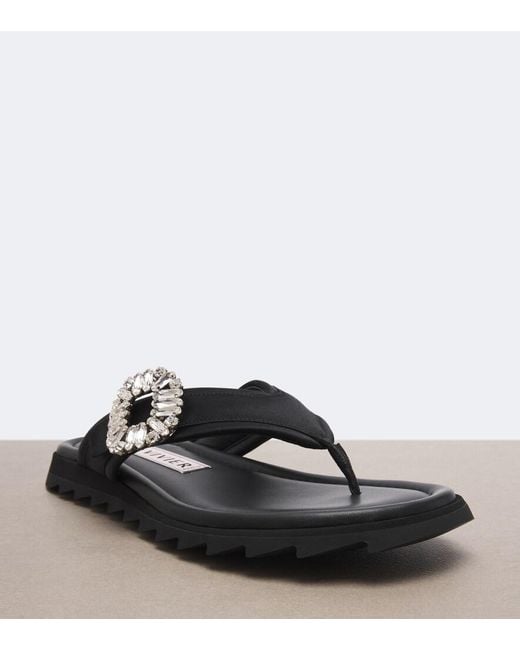 Roger Vivier Black Slidy Viv' Embellished Thong Sandals
