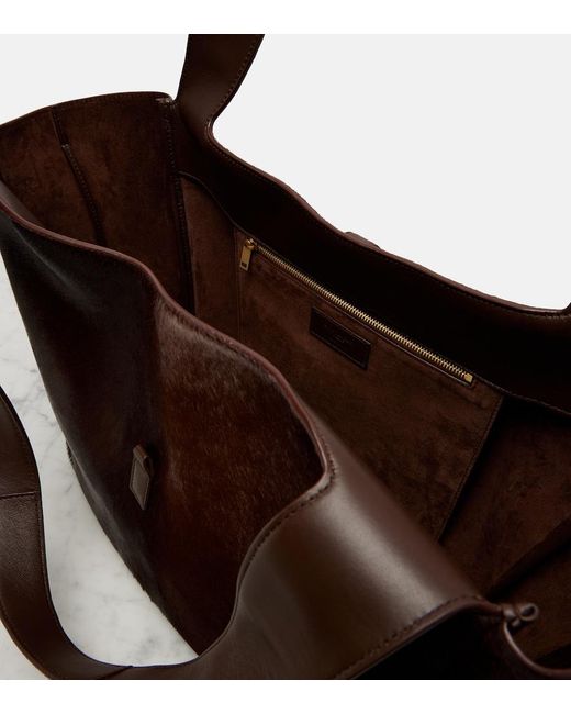Saint Laurent Brown Le 5 A 7 Bea Calf Hair Tote Bag