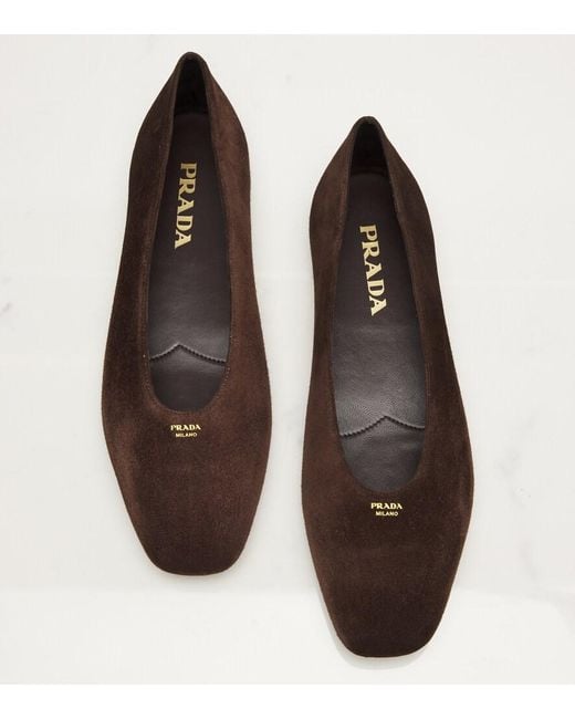 Prada Brown Suede Ballet Flats