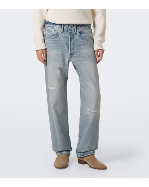 RRL Blue Faded Straight Jeans for men