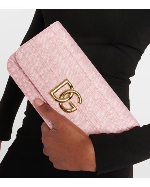 Dolce & Gabbana Pink 3.5 Small Raffia Shoulder Bag