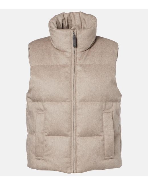 Max Mara Natural Quilted Cashmere Down Vest