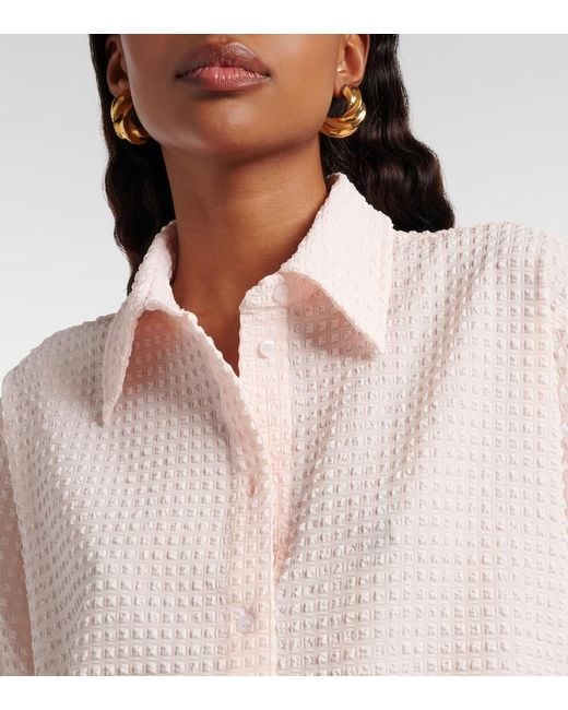 Hunza G Pink Resort Checked Seersucker Shirt