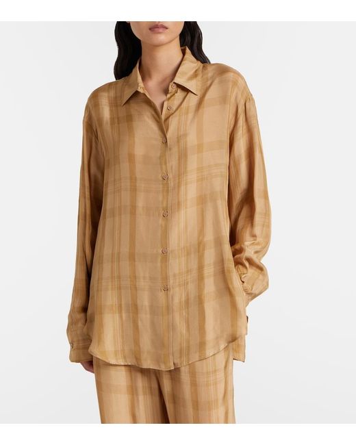 Frankie Shop Natural Peri Checked Twill Shirt
