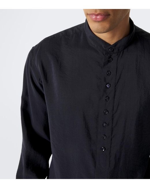Giorgio Armani Blue Silk-Blend Shirt for men