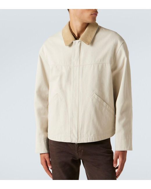 Tom Ford White Suede-Trimmed Cotton Canvas Jacket for men