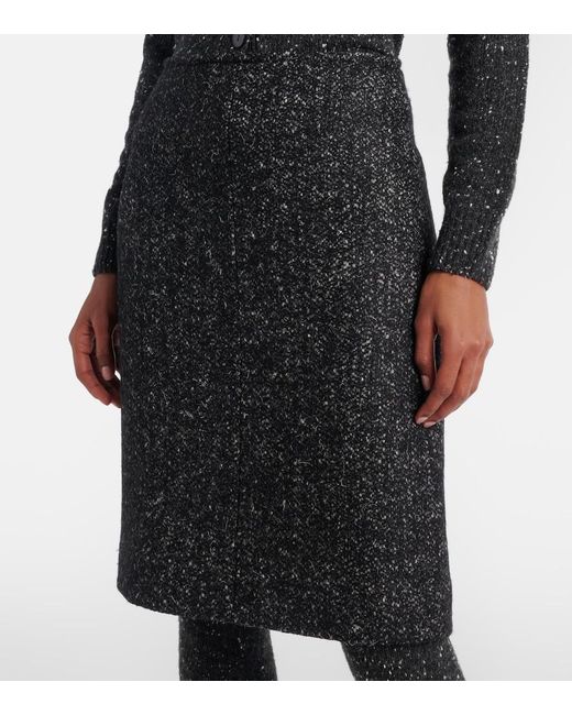 The Row Black Malva Wool Midi Skirt