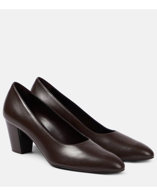 The Row Brown Luisa 65 Leather Pumps