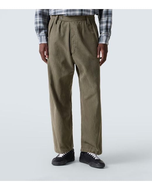 A.PRESSE Silk And Cotton Wide-Leg Pants in Green for Men | Lyst