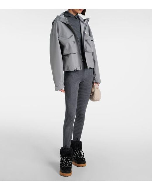 Miu Miu Gray Ribbed-Knit Wool Leggings