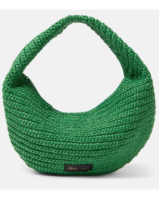 Khaite Green Medium Raffia Shoulder Bag