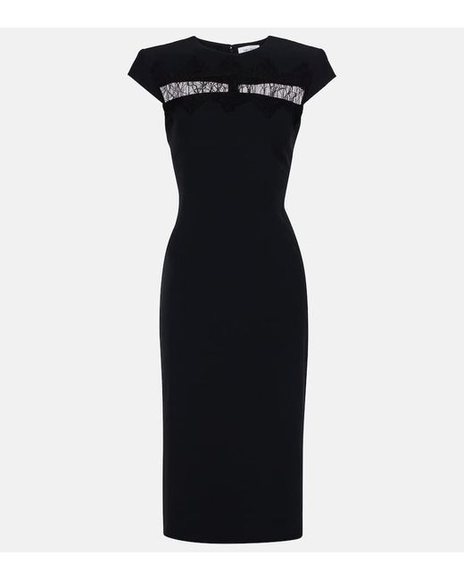 【Alexander McQueen】lace-trimmed sleeveless midi dress McQueen Lace-Trimmed Midi Dress in Black | Lyst