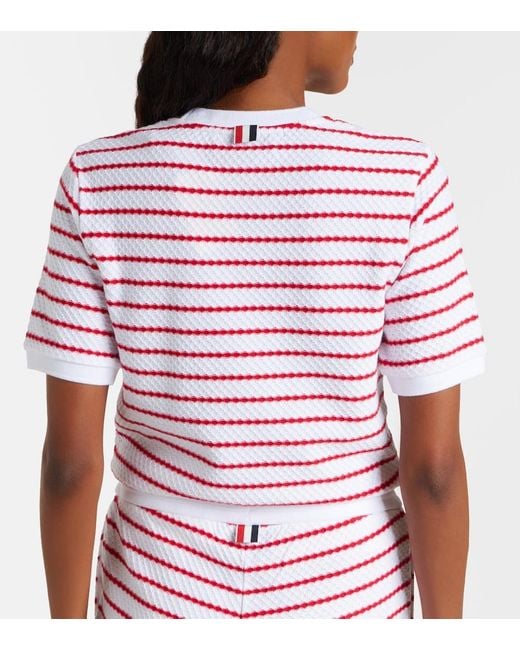 Thom Browne Red Striped Cotton Top