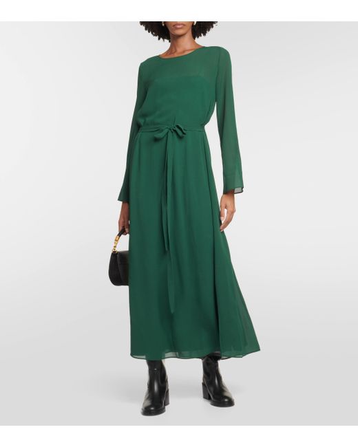 Chlo Silk Midi Dress in Green Lyst UK