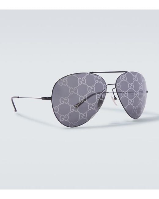 Gucci Gray Gg Aviator Sunglasses for men