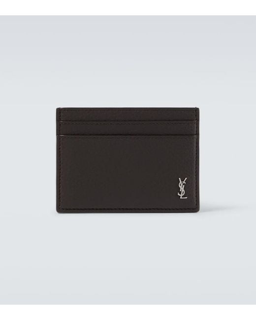 Saint Laurent Black Cassandre Leather Card Holder for men