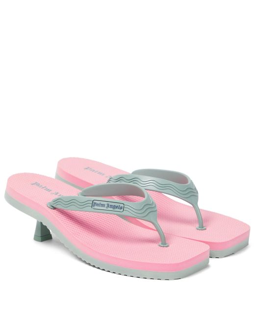Palm Angels Rubber Logo Thong Sandals in Pink | Lyst UK