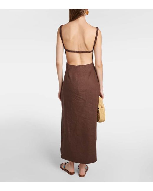 Sir Brown Primrose Ruched Cotton Minidress