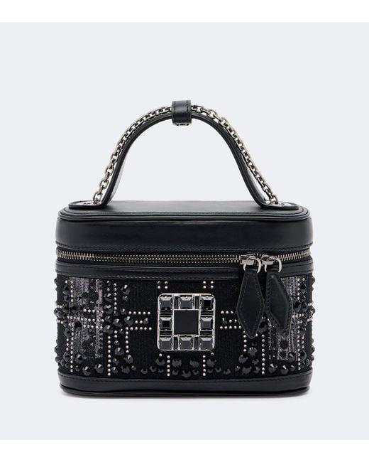 Roger Vivier Black Tres Vivier Micro Crystal-Embellished Vanity Bag