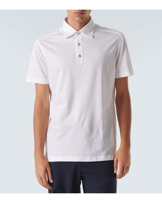 Kiton White Cotton Polo Shirt for men