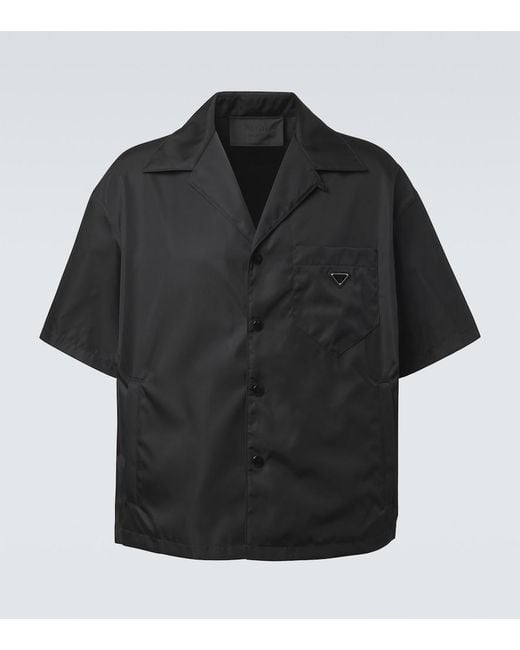 Prada Black Re-Nylon Bowling Shirt for men