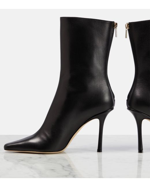 Jimmy Choo Black Agathe 100 Leather Ankle Boots