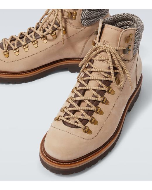 Brunello Cucinelli Schnuerstiefel Aus Leder in Brown für Herren