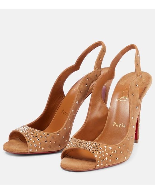 Christian Louboutin Brown Nudes Degrachick Suede Sandals