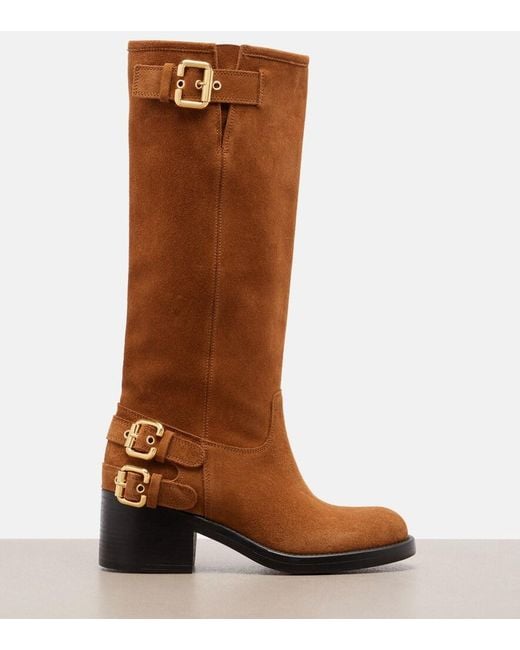 Chloé Brown Dakota Suede Biker Boots