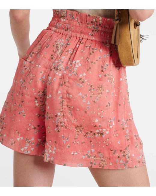 Isabel Marant Pink Ceyane Floral Cotton And Silk Shorts