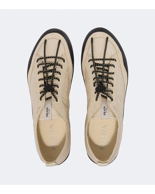 Prada Natural Speedrock Re-Nylon And Suede Sneakers for men